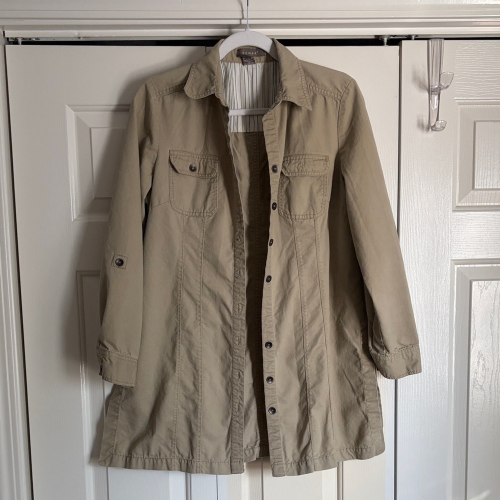Kenar Women's Beige Utility Shirt-Jacket with Button Front